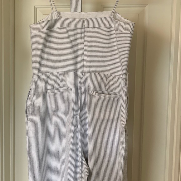 💖💖 Banana Republic Navy and White  Striped Linen & Cotton Jumpsuit Size 14 - Picture 4 of 6